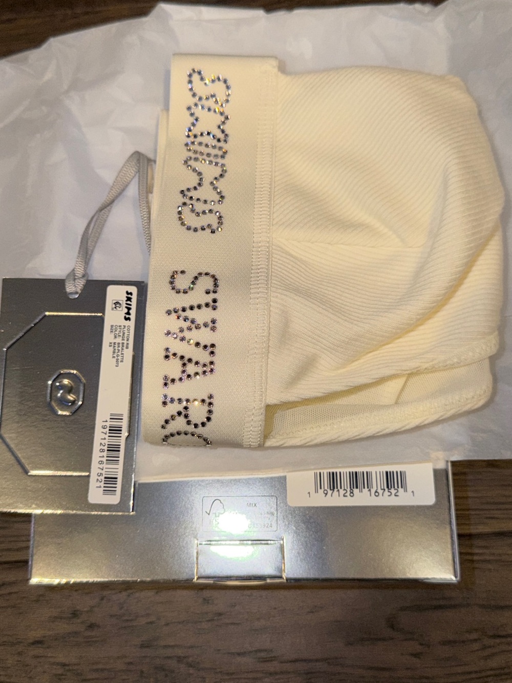SKIMS × SWAROVSKI Cotton Rib Plunge Bralette & Brief Set - Picture 4 of 8